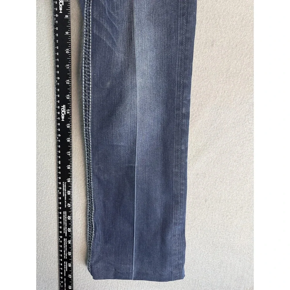 BKE Aiden Jeans Mens‎ 29x27 Med Wash Blue Relaxed Bootcut Stretch Distressed Hem